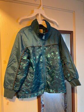 Kids Teal Patterned Winter Jacket - Teal